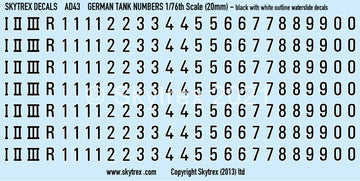 German Tank Numbers - Black (20mm) *NEW*